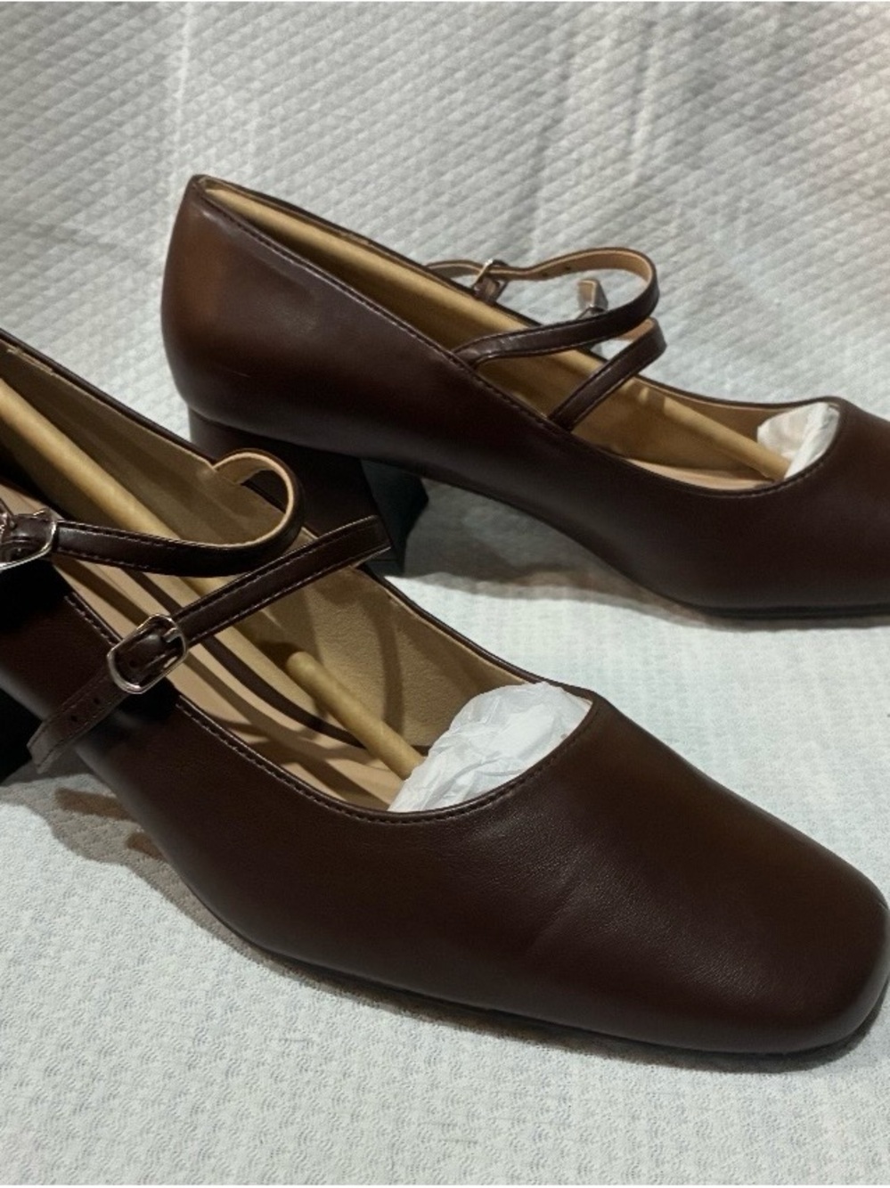 Journee Collection Brown Double-Strap Mary Jane Heels